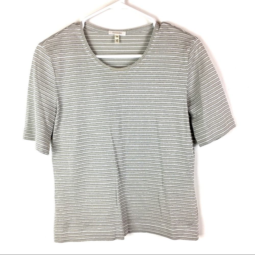 Escada Striped Short Sleeve Top Small
